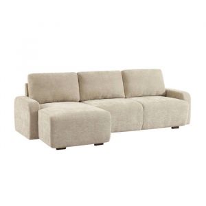 Sweeek - Canapé d'angle gauche 3 places tissu l 260 x p 88 / 139cm / x h 87cm - Dany en Tissu Beige