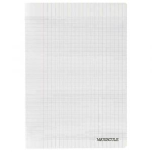 Majuscule Cahier piqures grand carreaux poypropylene incolore 17x22 96p 90g