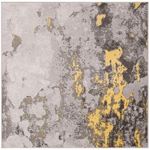 Safavieh Adirondack Collection ADR114A Tapis décoratif 3 x 4,3 m, Polypropylène, Gris/Jaune, 4' Square