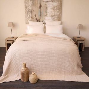 Dessus de lit matelass&eacute; boutis coton lav&eacute; S&eacute;ville TOISON D'OR