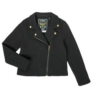 IKKS Junior Cardigan Molleton Noir Style Perfecto et Effet matelass&eacute;, 4A Fille