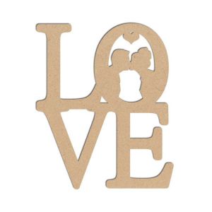 Mot en bois médium - Love couple - 5,5 x 4,5 cm