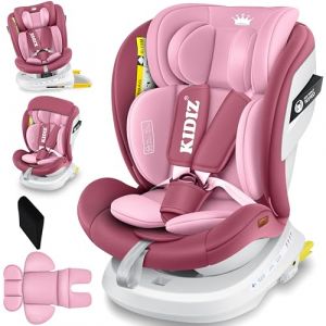 Kidiz Siège auto pour enfants et bébé 360° Isofix | 0-36 kg Groupe 1+2+3 | Ceinture de sécurité à 5 Points ECE R 129/03 Rose