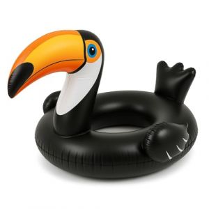 Bouée Gonflable Géante Forme Toucan 128 cm Mulitcolore avec Poignées pour Enfants et Adultes Piscine ou Plage
