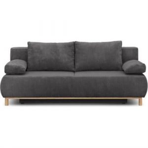 Banquette con ible 3 places MIKA Velours côtelé foncé Coffre de rangement L 192 H 8
