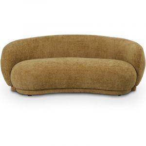 Privatefloor Canapé Design Courbe Style Contemporain Rembourré en Chenille - Curvy Moutarde