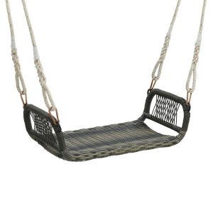 Balançoire de véranda en rotin Coast Curved - 69x37x21.5 cm - Brun mixte - 2 cordes en chanvre incluses