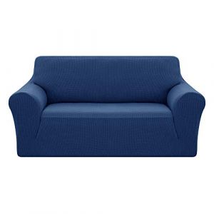 1 Pièce Canapé Housse Extensible Jacquard, 3 places, avec Accoudoirs Housse de Canapé, 152x83x89 cm, Bleu - Bleu - Deconovo