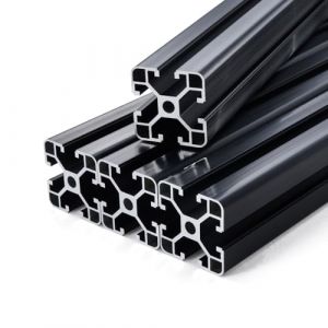 VEVOR Profilés d'Extrusion en Aluminium 4040, Lot de 4, Rail Linéaire Anodisé Norme Européen Rainure en T 1000 mm, Haute Résistance, pour Imprimante 3D, Machine Bricolage CNC, Gravure au Laser, Noir