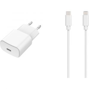 EssentielB Chargeur secteur chargeur 20W + cable USB-C / USB-C blanc