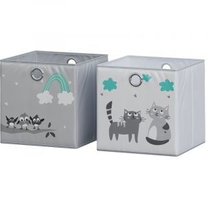 Boîte pliante, Gris (chats et oiseaux), 30 x 30 cm (motif chats & oiseaux) Vicco