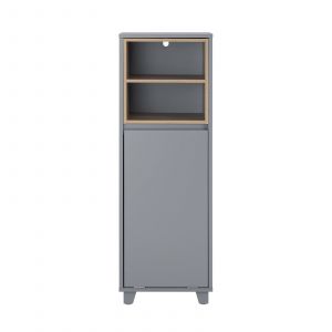 Sobuy Meuble Bas de Salle de Bain BZR146-DG - avec 1 Panier à Linge - Gris - 35x30x105cm