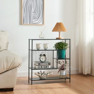 [en.casa] - Table console Beesel métal 66 x 60 x 20 cm noir