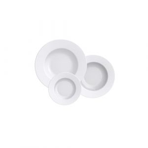 Tramontina Ensemble d'assiettes plates 28cm, creuses 23cm et a dessert 21cm en porcelaine Augusta. Lot de 12.