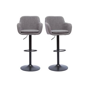 Image de Miliboo Tabourets de bar réglables effet velours gris clair (lot de 2) AMIKA