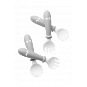 Image de BabyBjörn Cuillère et Fourchette pour Bébé, lot de 4 - Gris