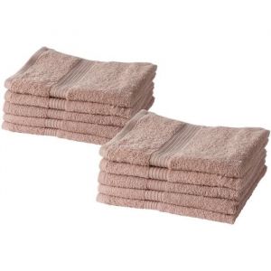 Today Lot de 10 Serviettes de Toilette 50x90 cm 100% Coton Rose des sables