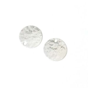 Pendentif Rond 10 mm Texture Granite Argent&eacute; 925 - 2 pcs