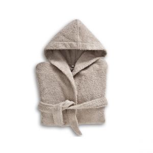 Peignoir de bain enfant beige ficelle en coton LAUREAT