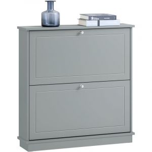 Sobuy FSR99-HG Meuble de Rangement à Chaussures, Armoire à Chaussures, Commode à Chaussures avec 2 abattants, Meuble d'entrée, Coffre Rangement