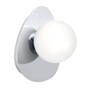 Eglo LED Applique murale Castrivido, lampe mur salle de bain, luminaire m&eacute;tal chrome et globe verre blanc, incl. ampoule G9 blanc chaud, IP44
