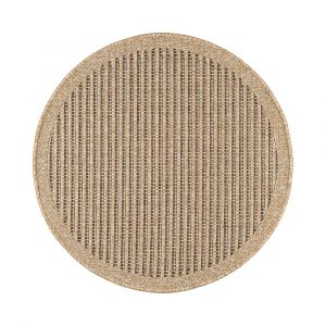 Tapis ext&eacute;rieur rond - 160cm - naturel - 100% polypropyl&egrave;ne r&eacute;sistant aux UV - 1400 gr/m2 - KAF&Eacute;