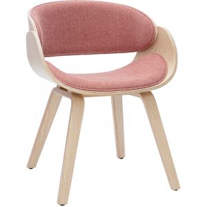 Miliboo Chaise en tissu effet velours textur&eacute; terracotta et bois clair bent