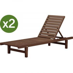 Habitat et Jardin Lot de 2 bains de soleil en bois 'Rawai' - Marron