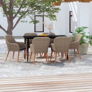 VidaXL Ensemble De Salle ¿¿ Manger De Jardin Avec Coussins 7 Pcs Marron