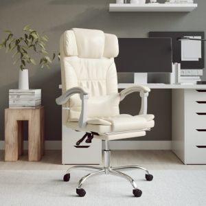 VidaXL Fauteuil de massage inclinable de bureau Crème Similicuir