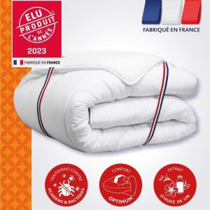 Dodo Couette 140x200 Cm Champs De Lin - Chaude - 450g/M² - Couette 1 Personne -Douce Et Chaude -Anti-Acariens Antibactériens -Blanc