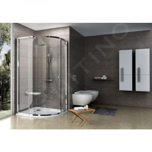 Ravak Pivot PSKK3 Cabine de douche 90x90x190cm en quart de cercle avec 2 parois fixes et 1 porte, Chrome brillant (37677C00Z1)