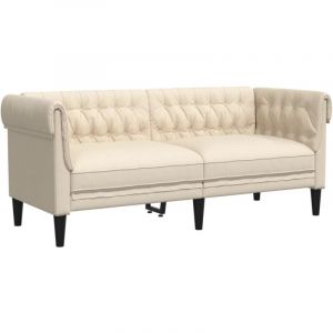 VidaXL Canapé Chesterfield 2 places crème tissu