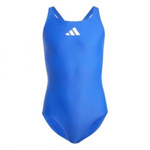 Adidas Fille Solid Small Logo Swimsuit, Semi Lucid Blue/White, 9-10 Years