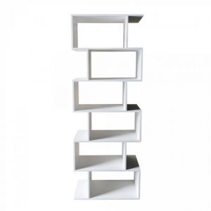 Bibliothèque moderne - Module mural avec cubes empilés - 185 cm de haut - Blanc
