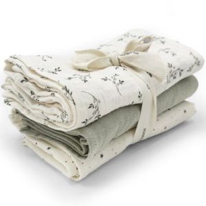 Lot de 3 langes Olive Bloom (70 x 70 cm)