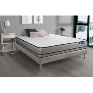 Ensemble matelas ACTIMEMO 90x200cm 2 faces à MÉMOIRE DE FORME 3zones de confort + sommier KIT gris
