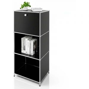 &Eacute;tag&egrave;re m&eacute;tal chrom&eacute; design &eacute;pur&eacute;, Concept Epur&eacute; MK-107, L50 x P40 x H121 cm, Noir