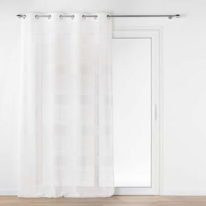 Douceur d'intérieur, Voilage à Œillets (140 x 240 cm) Janice Blanc, Effet Lin Tissé