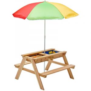 Plum Table de pique-nique avec parasol 150 cm x 89 cm x 49 cm Naturel