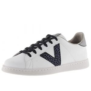 Victoria 1125297-WOMEN Basket Basse Tenis Effet Cuir & Logo IMPRIMÉ Animal & ARRIÈRE MÉTALLISÉE Plateau Femme Marino 37