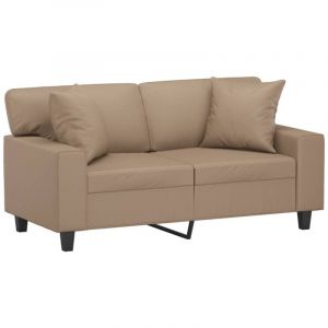 VidaXL Canapé 2 places avec oreillers cappuccino 120 cm similicuir, canapé, causeuse, canapé de salon, canapés, canapé rembourré, sièges de salon