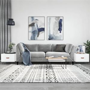 VidaXL Tables Basses 2 pcs, Tables d'Appoint avec Tiroir, Bouts de Canapé avec Pieds, Meubles de Rangement Salle de Séjour, Moderne, Blanc Bois d'Ingénierie
