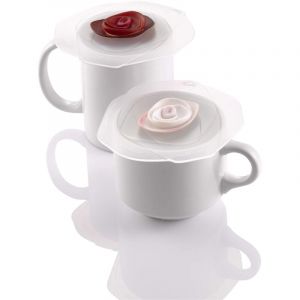Charles Viancin 1510 Rose-Set de 2 Couvre-Verres Couvercle de conservation en silicone