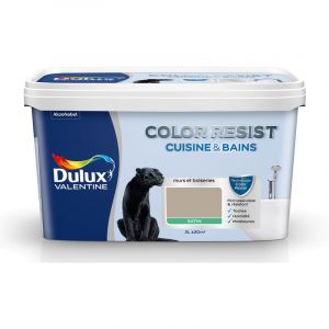 Dulux Valentine Peinture cuisine et salle de bain Color resist gazelle satin 2L