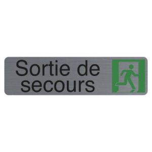 Exacompta Plaque signalétique adhésive Sortie de secours - Rectangle Gris / Vert