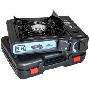 Intec Réchaud gaz portable 2200W Camping Randonnée Chantier Cartouche gaz Camping Allumage Piezo Mallette