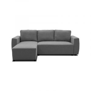 Canapé d angle con ible réversible 3 a 4 places PHARELL Tissu anthracite Coffre de rang
