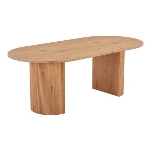 Table repas ovale pieds relief mdf effet bois naturel