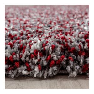 Allotapis Tapis rond shaggy bicolore moderne Eve &Oslash; 120 Rouge